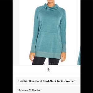 Heather Blue Coral Cowl Neck Tunic - Size Med